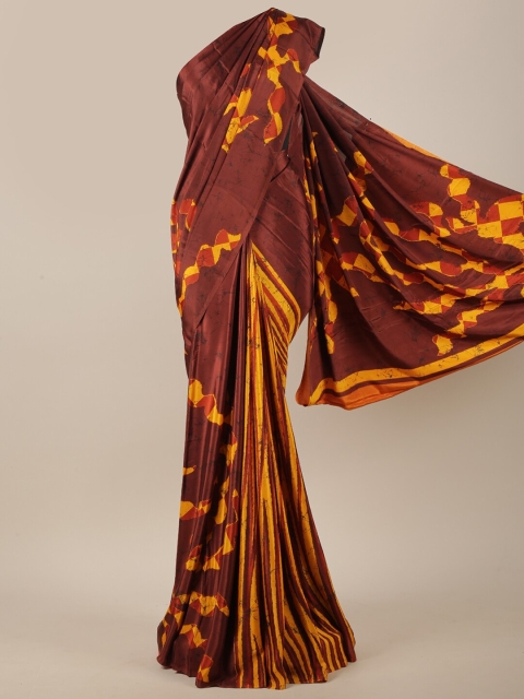 

Pothys Brown & Yellow Printed Saree