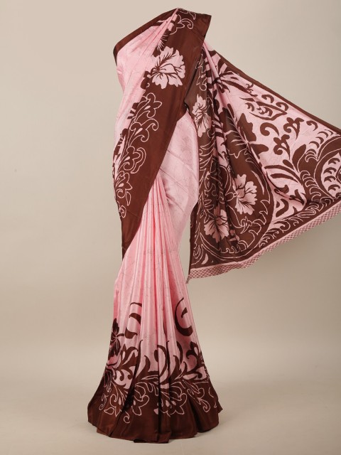 

Pothys Pink & Brown Floral Printed Saree
