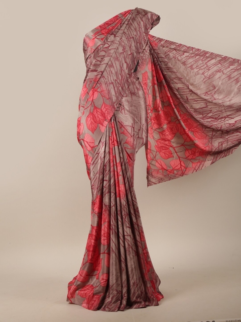 

Pothys Grey & Red Floral Printed Saree