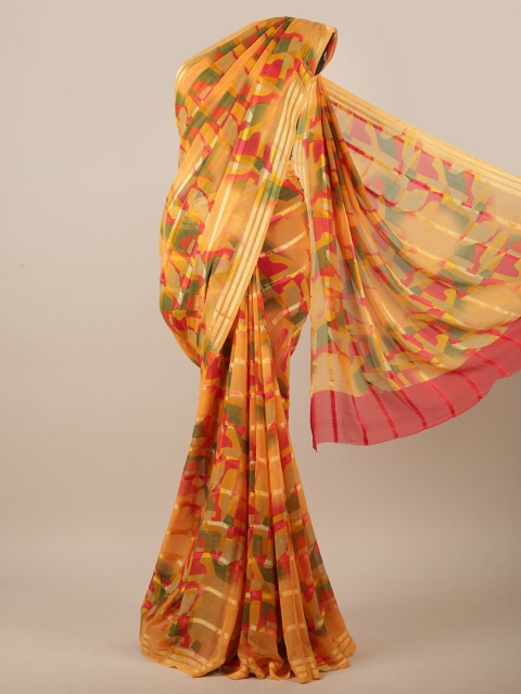 

Pothys Orange & Green Floral Printed Saree
