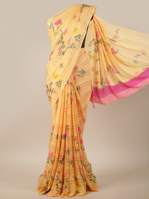 

Pothys Orange & Pink Floral PrintedSaree