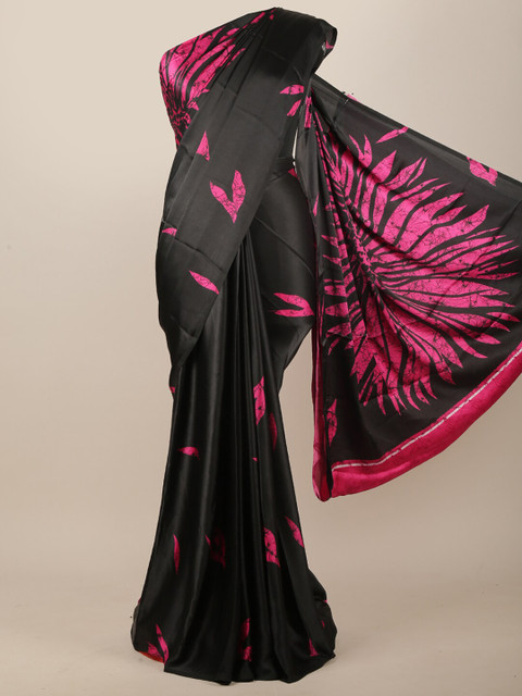 

Pothys Black & Pink Floral Printed Saree