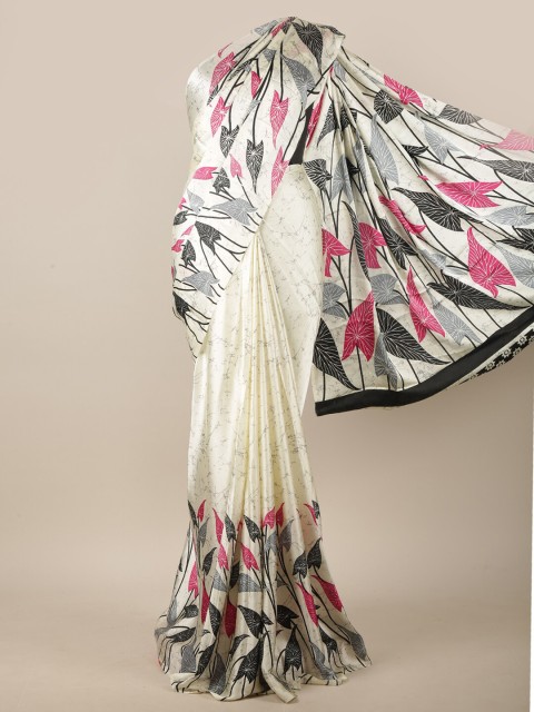 

Pothys White & Black Floral Printed Saree