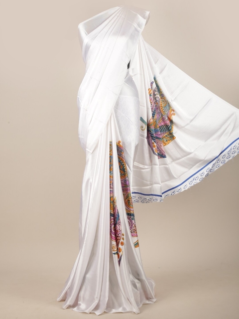 

Pothys White & Blue Ethnic Motifs Printed Saree