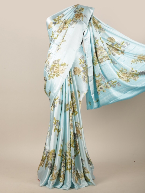

Pothys Blue & Olive Green Floral Printed Saree