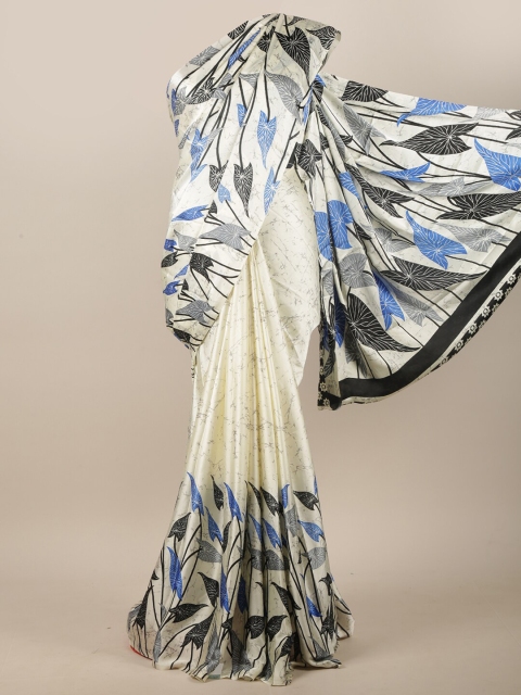 

Pothys White & Blue Floral Printed Saree