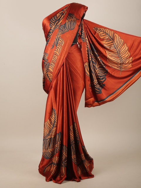 

Pothys Rust & Black Floral Printed Saree