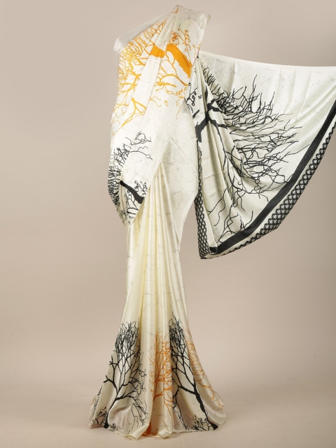 

Pothys White & Yellow Printed Saree