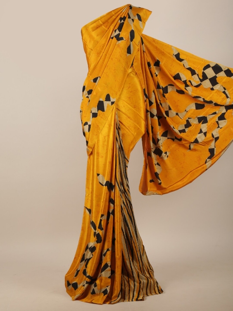 

Pothys Mustard & Black Printed Saree