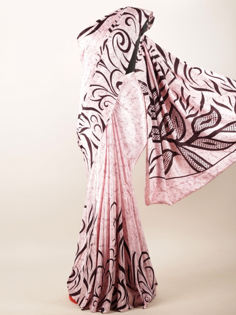 

Pothys Pink & Brown Floral Printed Saree