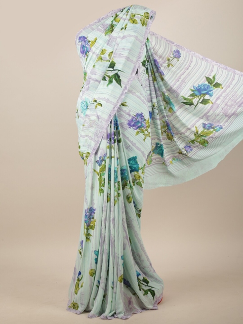 

Pothys White & Blue Floral Printed Saree