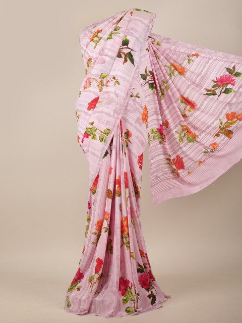 

Pothys Pink & Green Floral Printed Saree