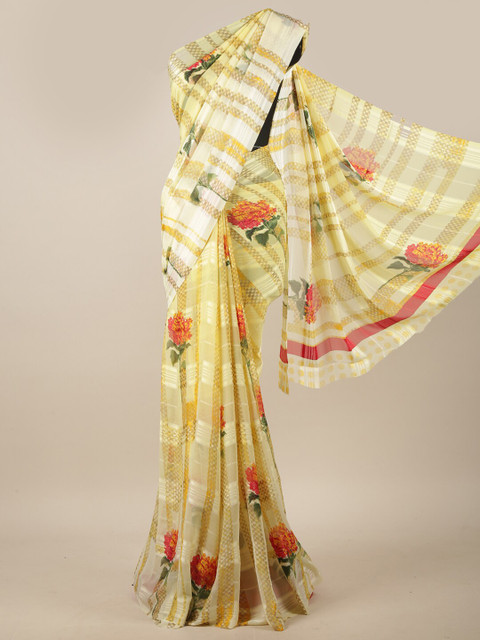 

Pothys Yellow & Red Floral Printed Saree