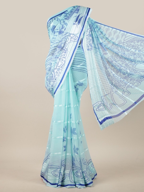 

Pothys Blue & Off White Floral Printed Saree
