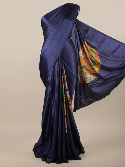 

Pothys Navy Blue & Yellow Ethnic Motifs Printed Saree