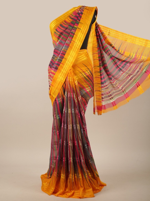 

Pothys Yellow & Pink Striped Saree