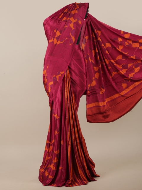 

Pothys Maroon & Mustard Yellow Abstract Printed Saree