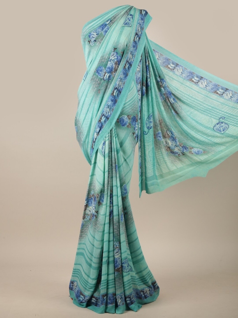 

Pothys Sea Green & Blue Floral Printed Saree
