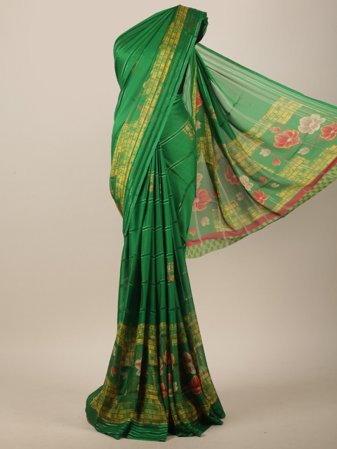 

Pothys Green & Yellow Floral Printed Saree