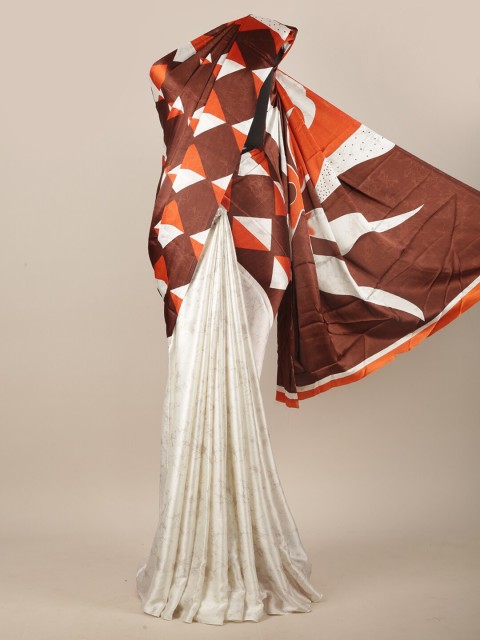 

Pothys Brown & Off White Geometric Printed Saree