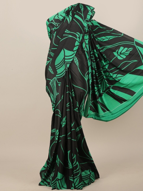 

Pothys Black & Green Abstract Printed Saree