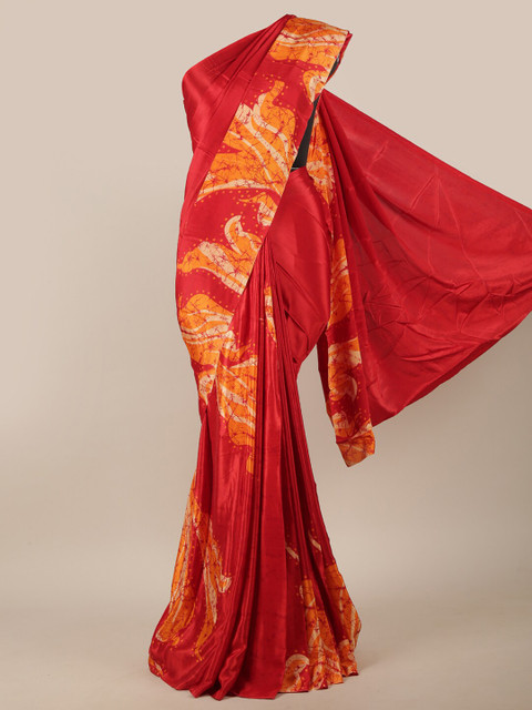 

Pothys Red & Yellow Abstract Printed Saree
