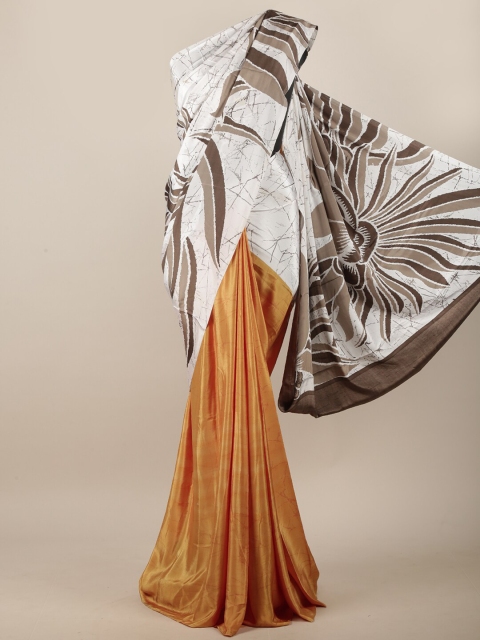 

Pothys White & Brown Abstract Printed Saree