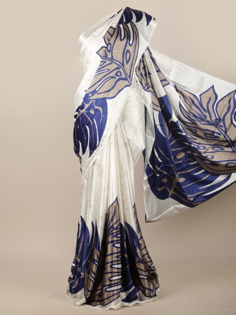 

Pothys Off White & Blue Abstract Printed Saree