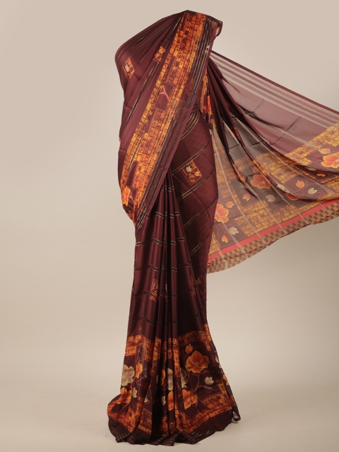

Pothys Brown & Orange Floral Printed Saree