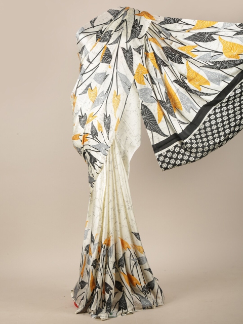 

Pothys Off White & Grey Floral Printed Saree