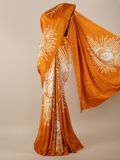 

Pothys Mustard Yellow & White Geometric Printed Saree