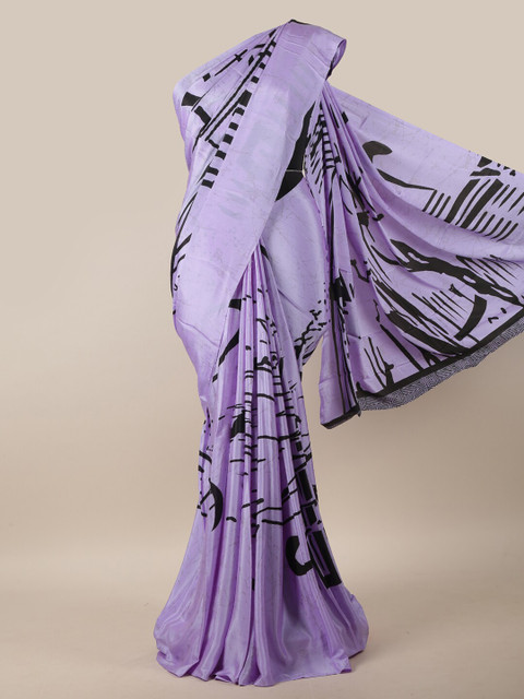 

Pothys Lavender & Black Abstract Printed Saree
