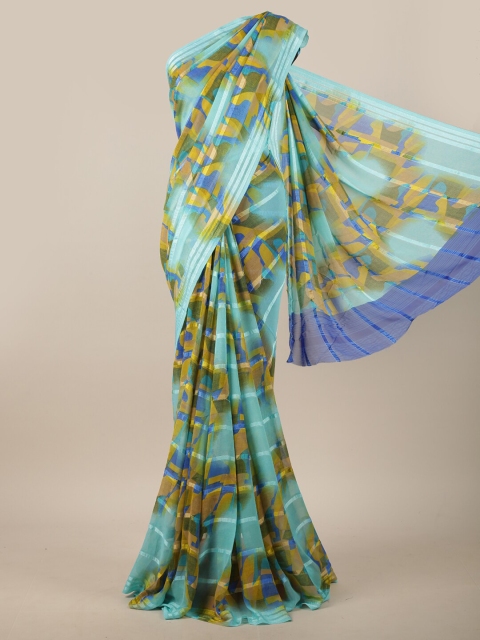 

Pothys Sea Green & Yellow Abstract Printed Saree