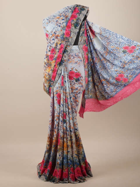 

Pothys Blue & Pink Floral Printed Saree