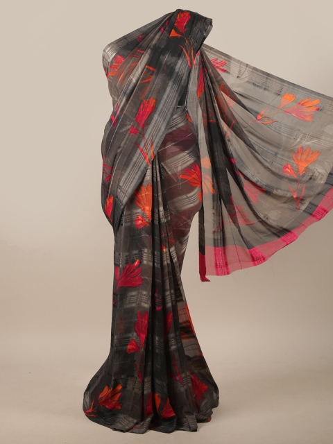 

Pothys Grey & Red Floral Printed Saree
