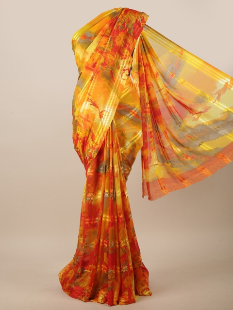 

Pothys Orange & Yellow Floral Printed Saree