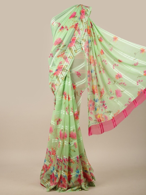 

Pothys Green & Fuchsia Floral Printed Saree