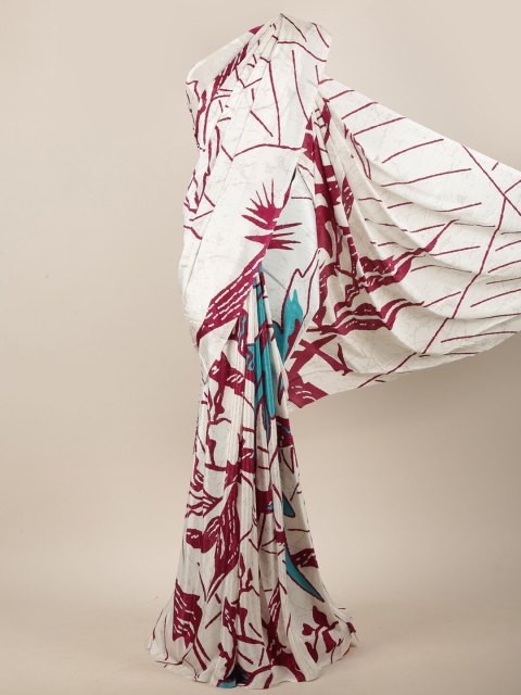 

Pothys Cream-Coloured & Maroon Abstract Printed Saree