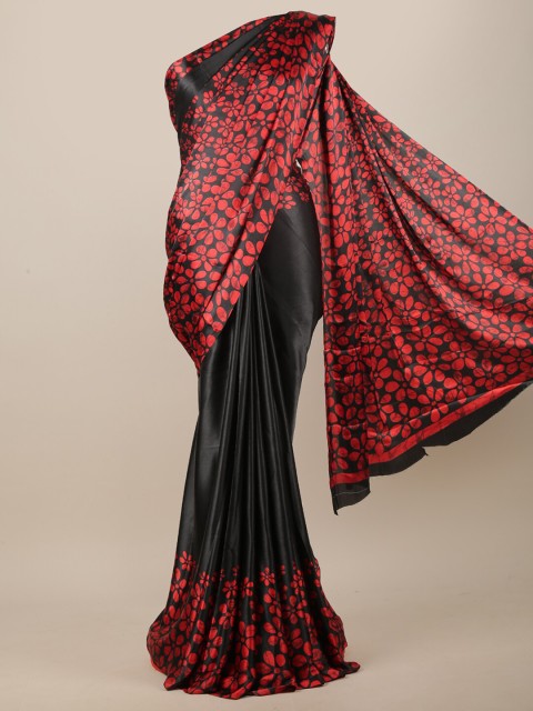 

Pothys Black & Red Floral Printed Saree