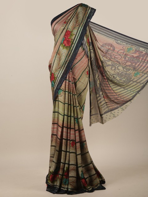 

Pothys Green & Red Floral Printed Saree