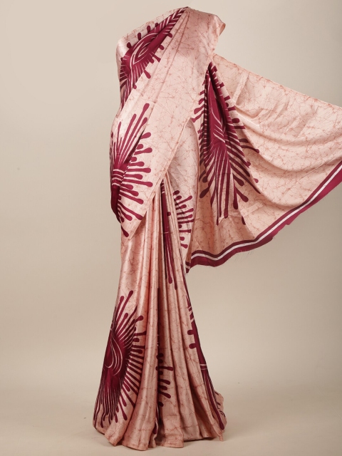 

Pothys Peach-Coloured & Maroon Ethnic Motifs Printed Saree