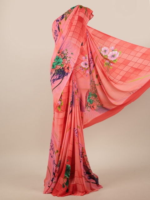 

Pothys Pink & Green Floral Printed Saree