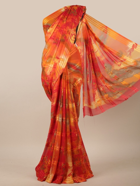 

Pothys Orange & Yellow Abstract Printed Saree
