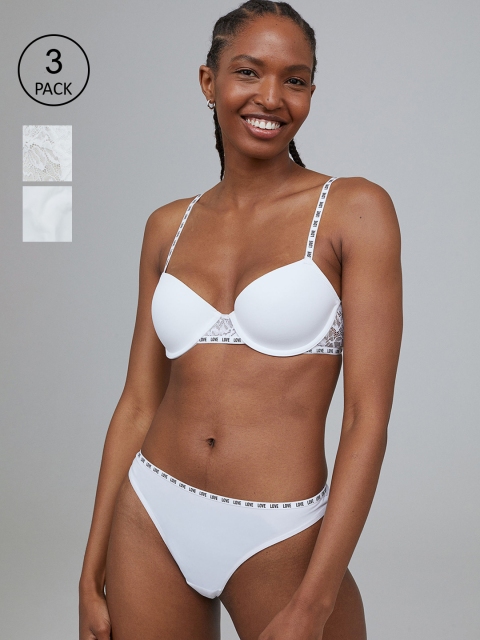 

H&M Women White 3-Pack Thong Briefs