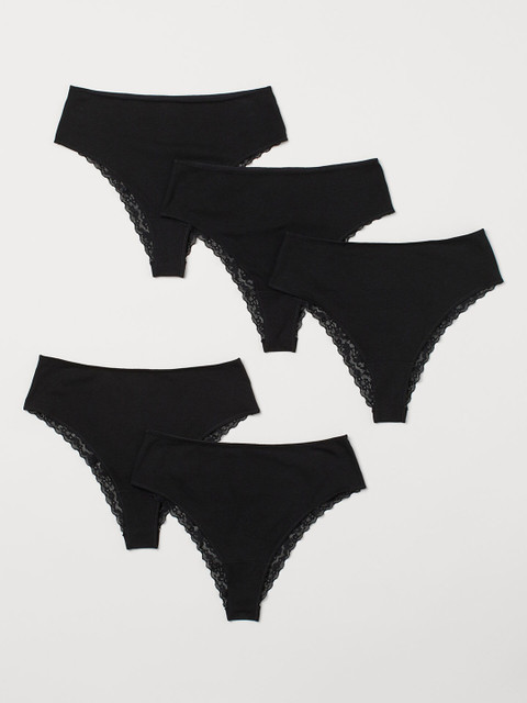 

H&M Women Black Solid 5-Pack Brazilian Briefs