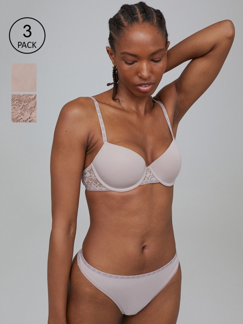 

H&M Women Pink 3-Pack Thong Briefs 0988918002