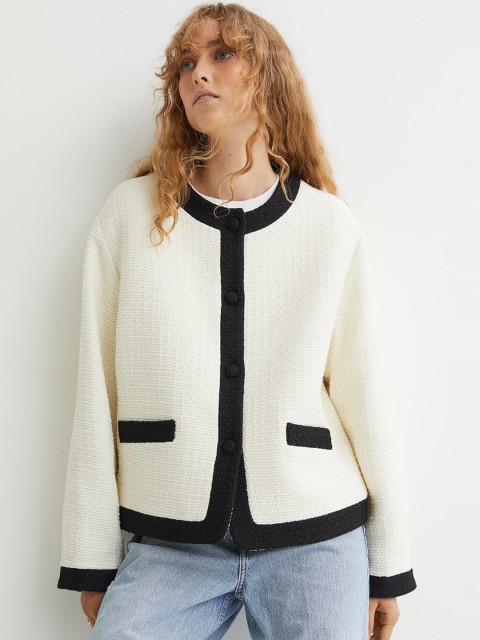 

H&M Women White Boucl Jacket
