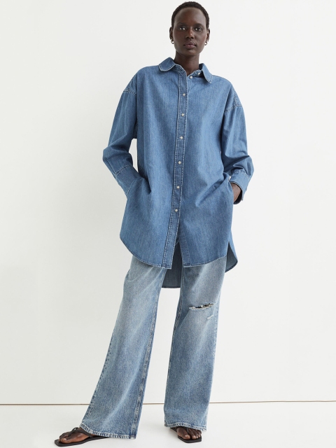 

H&M Womens Blue Oversized Denim Shirt