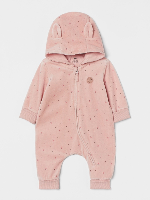 

H&M Girls Pink Printed Cotton-Blend All-In-One Suit