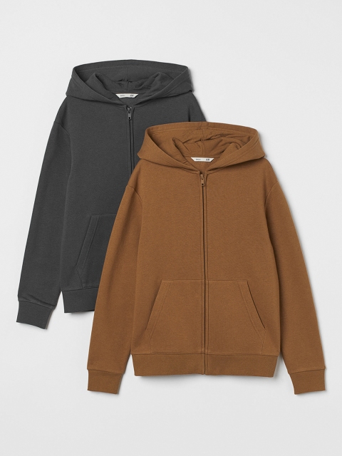 

H&M Boys Grey & Brown 2-Pack Zip-Through Hoodies